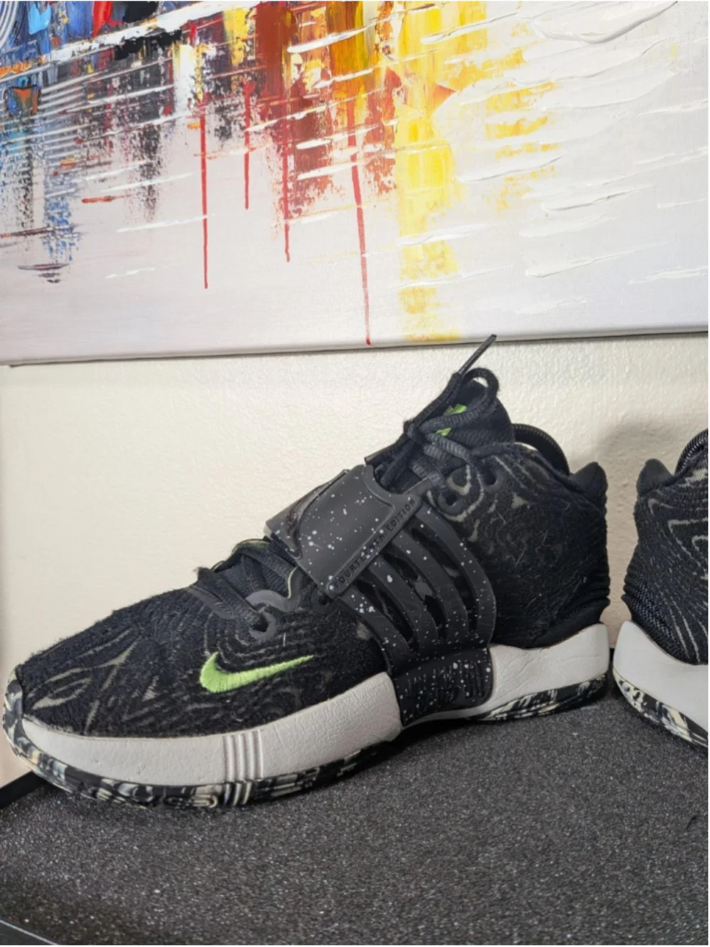 Nike KD 14 Shoes Mens Size 7.5 Black Green Basketball Sneakers CW3935-005